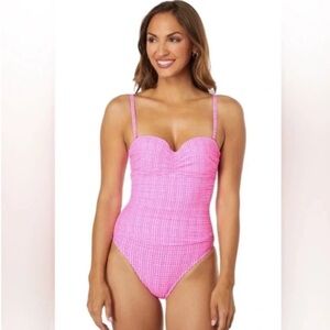 Lilly Pulitzer Layne One-Piece Pink Checkered Print swimsuit Women’s Size 12